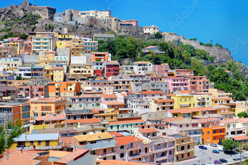 Colorful houses and a castle of Castelsardo town © MNStudio