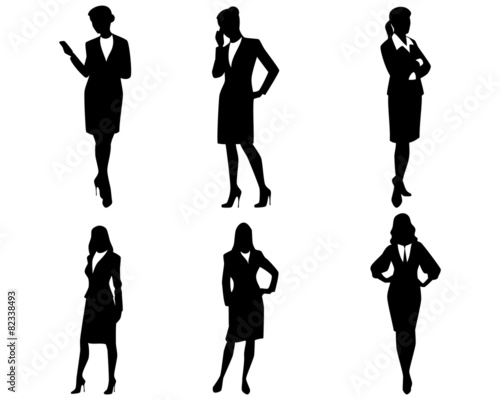 Four businesswoman silhouettes