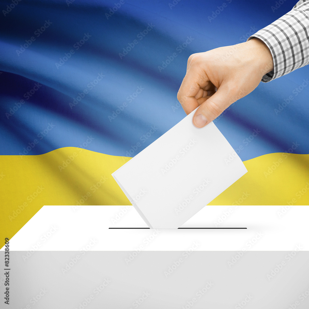 Ballot box with national flag on background - Ukraine Ballot box with national flag on background - Ukraine