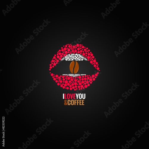 coffee bean lips concept design background