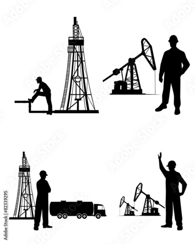Silhouette oilman background in infrastructure