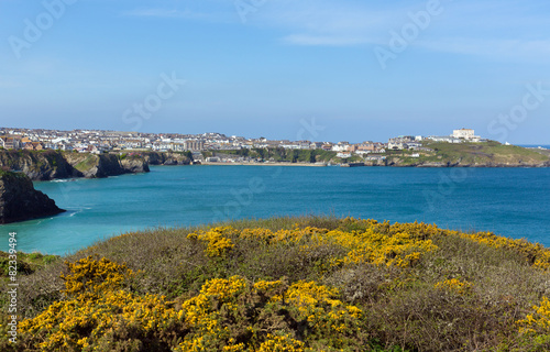 Newquay North Cornwall UK view to harbour beautiful coast