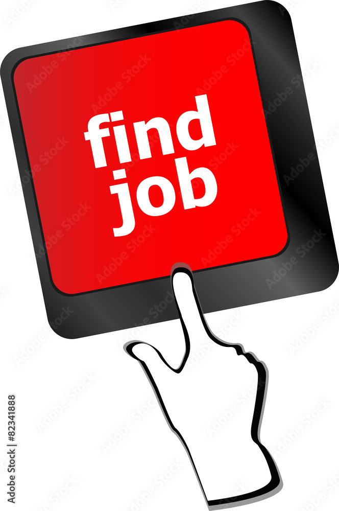 Searching for job on the internet. Jobs button vector Searching for job on the internet. Jobs button vector