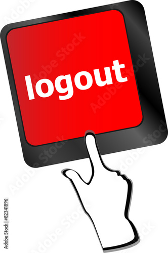 logout word on computer keyboard button   vector