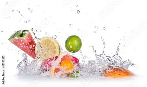 Fruit with water splash