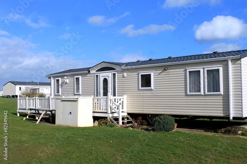 White caravans in a park