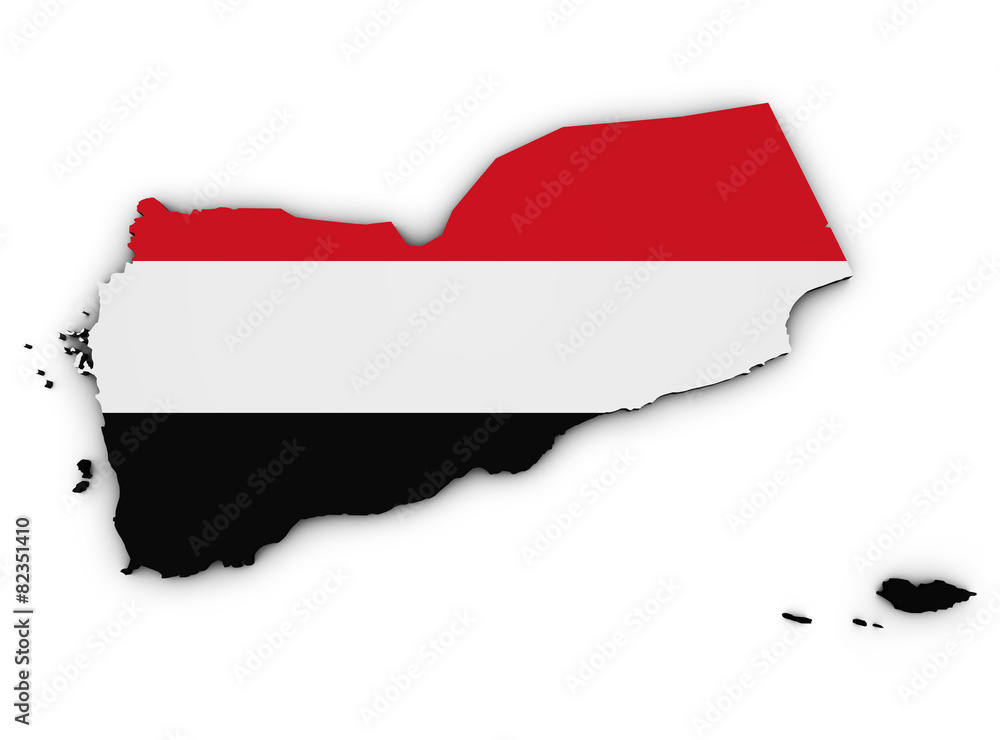 Fototapeta premium Yemen Map Flag 3d Shape