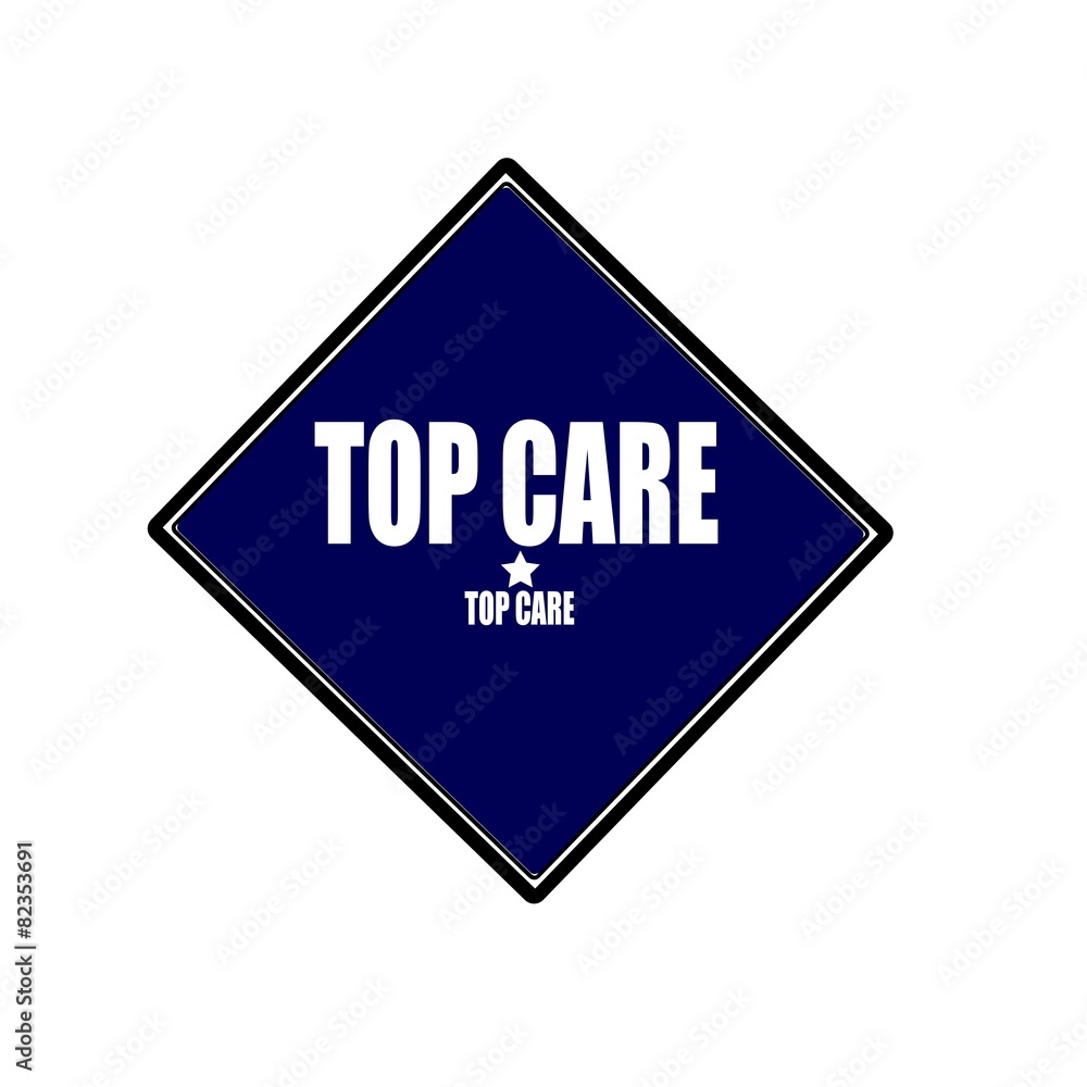 Top Care white stamp text on blue black background Top Care white stamp text on blue black background