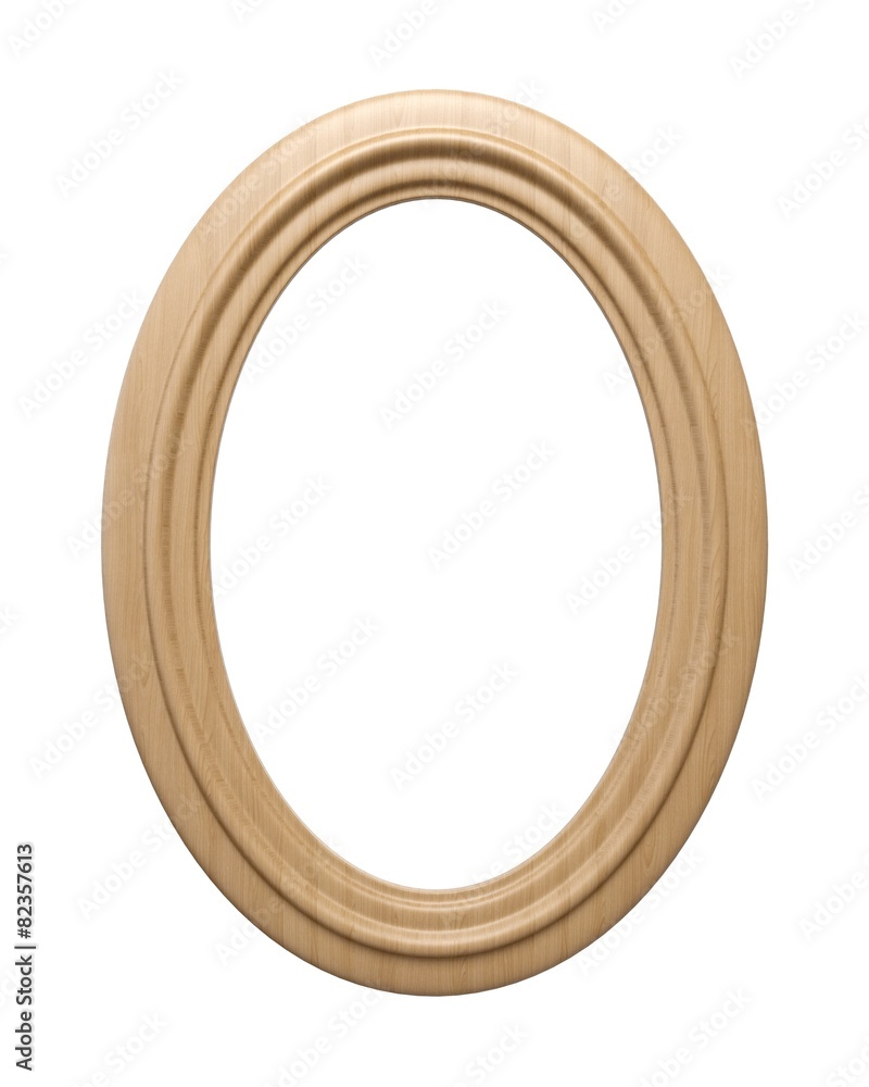 Picture Frame. 3D. Wooden oval frame with path Picture Frame. 3D. Wooden oval frame with path