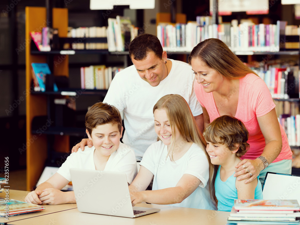 Family in library Family in library