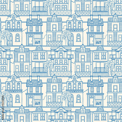 seamless vintage colored houses