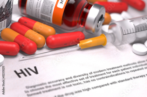 Canvas Print HIV Diagnosis. Medical Concept. Composition of Medicaments.
