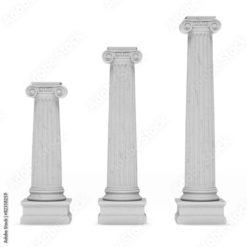 Column. 3D. Ionic Columns on White