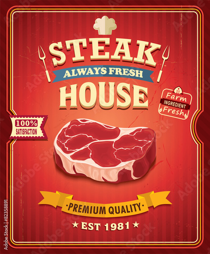 Vintage steak poster design