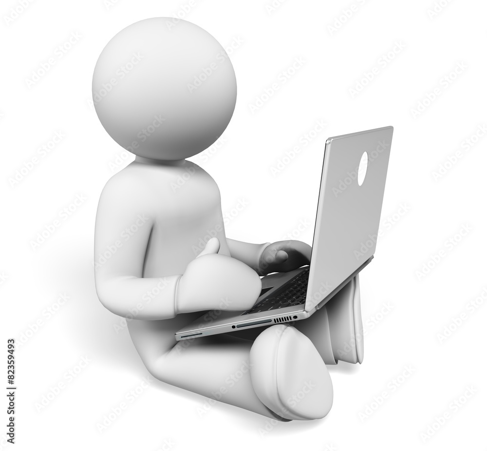Three-dimensional Shape. 3D. Happy laptop Three-dimensional Shape. 3D. Happy laptop