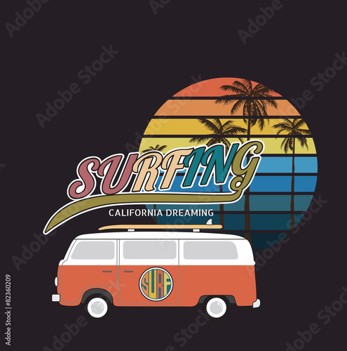 California surf typography, t-shirt graphics , vector format eps
