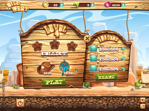 Example of window to pass the task level in game Wild West