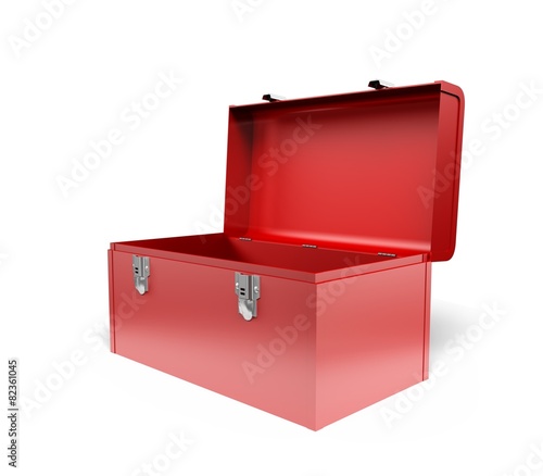 Photography Toolbox. 3D. Open red isolated toolbox