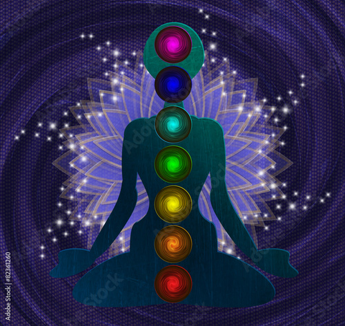 illustration of human chakra, lotus flowe
