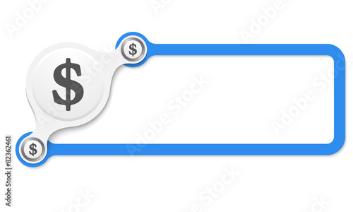 Vector blue box for your text and dollar symbol