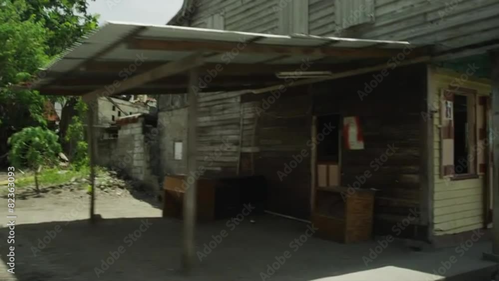 SLO MO CAR POV WS Street scene / Soufriere, St. Lucius, Caribbean SLO MO CAR POV WS Street scene / Soufriere, St. Lucius, Caribbean