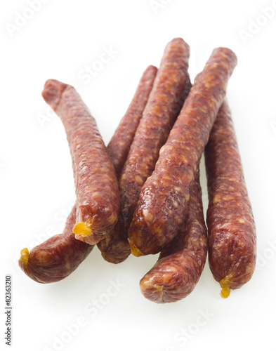 Foto A group of freshly made hot Italian sausage links
