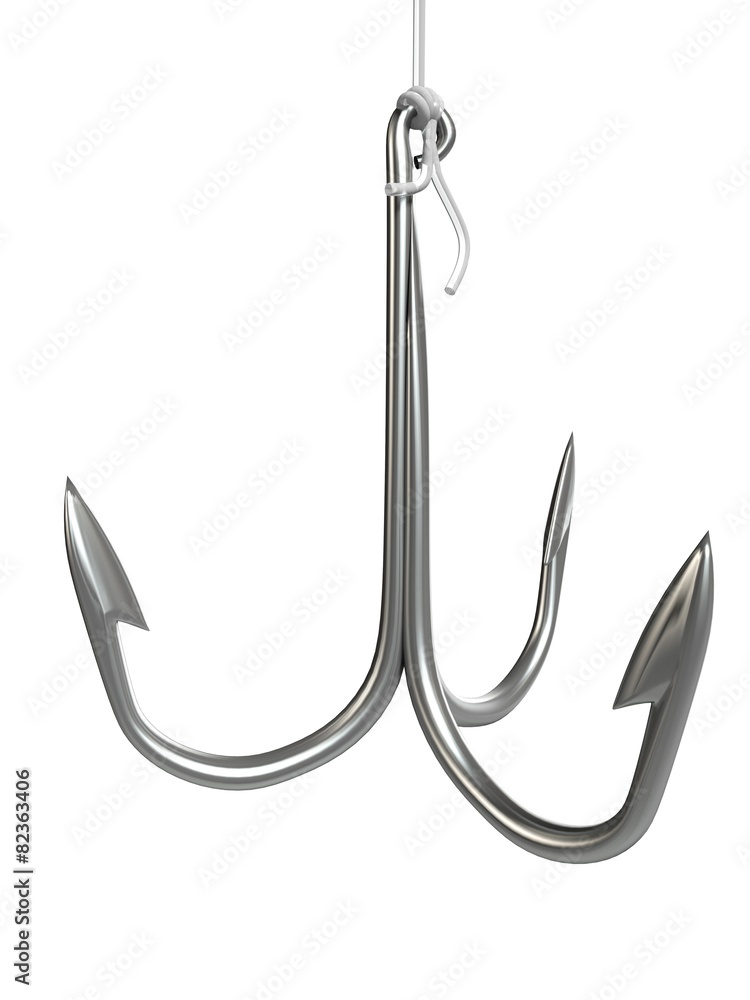 Fishing Hook. 3D. Fish hook and line