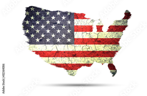 USA flag painted on grunge wall