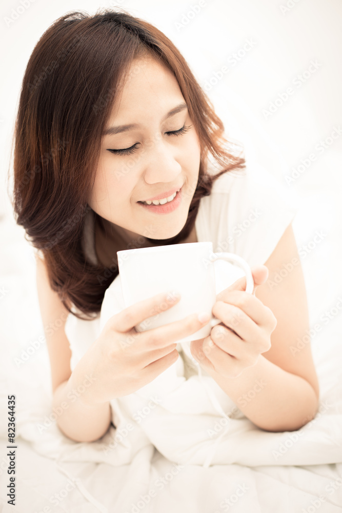 Portrait of a beautiful young woman in bed Portrait of a beautiful young woman in bed