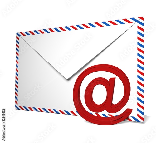 E-Mail. 3D. @ symbol and envelope