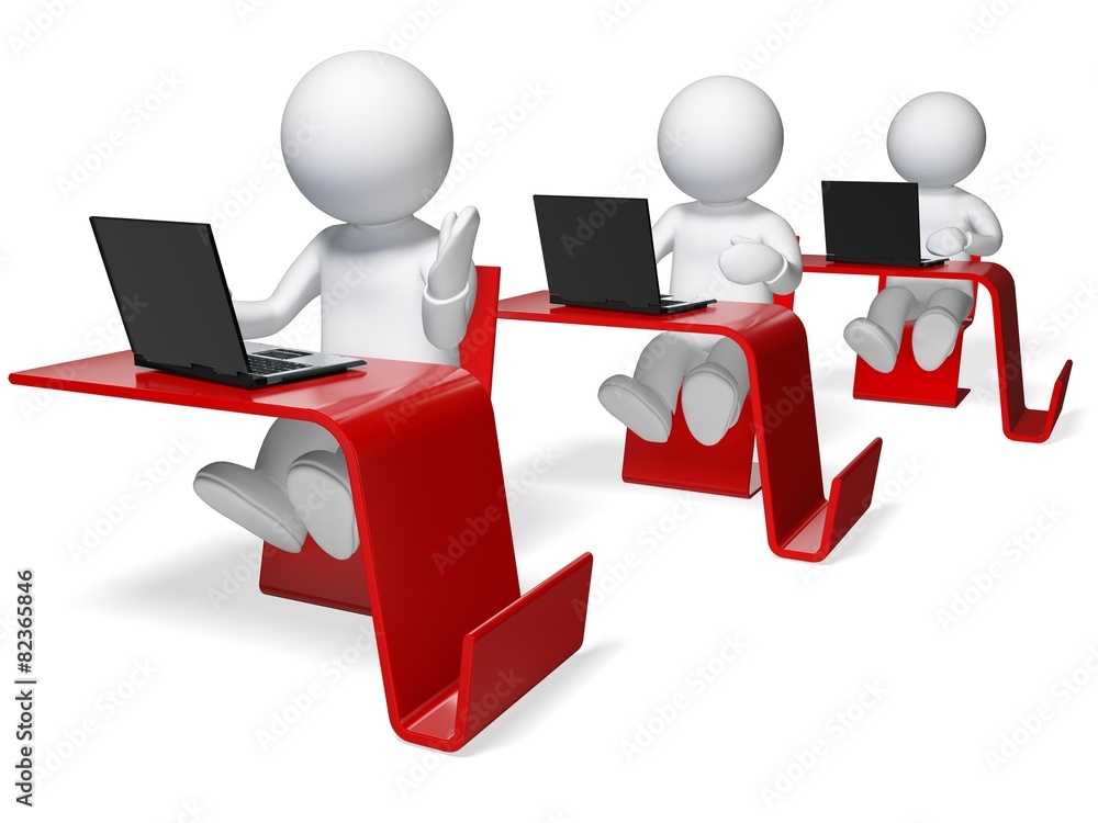 Three-dimensional Shape. 3D. Modern desk with laptop Three-dimensional Shape. 3D. Modern desk with laptop