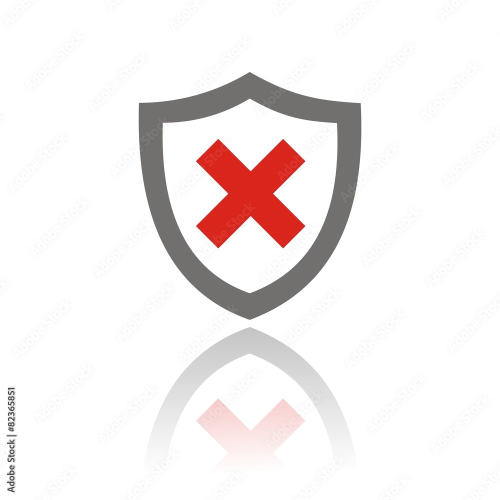 Obraz premium Icono escudo error color FB reflejo