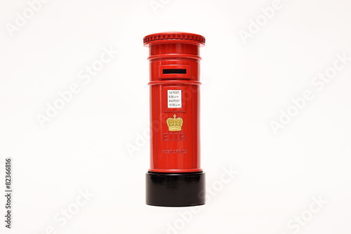 Fototapeta London postbox isolated on white background