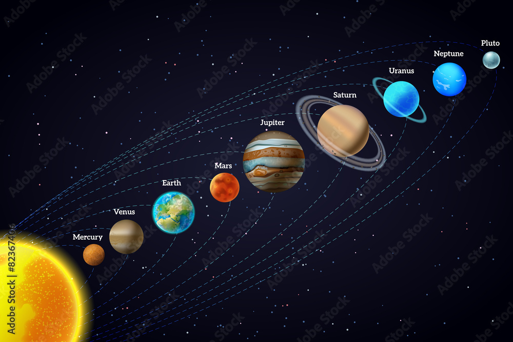 Solar system astronomy banner - obrazy, fototapety, plakaty 