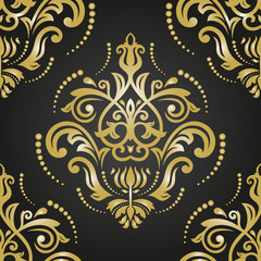 Rideaux Noir et or patrons Seamless Orient  Background  © Fine Art Studio