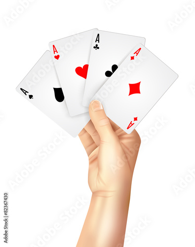 Regular playing cards spread holding hand