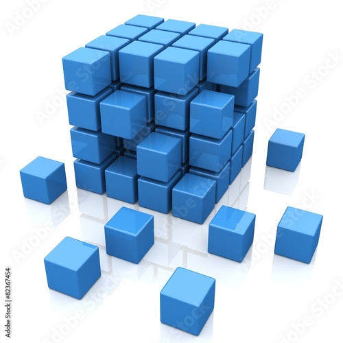 Block. 3D. Blue 3D Blocks