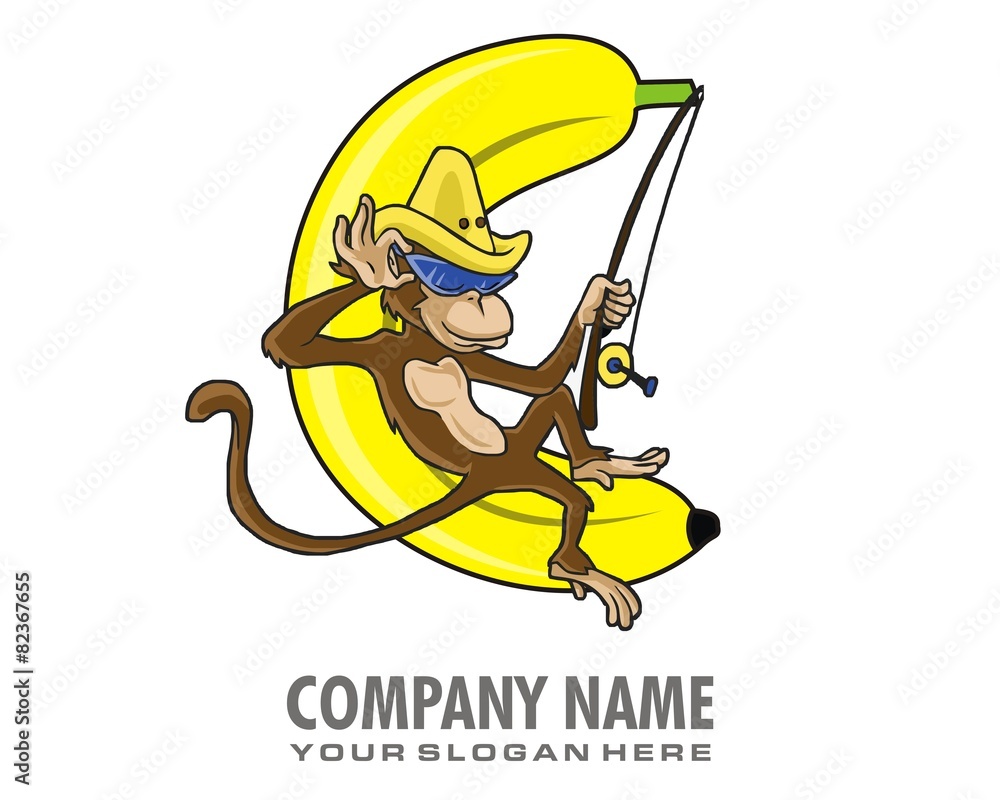 Naklejka premium monkey banana image vector
