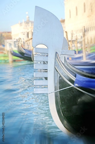 detail of the prow of the Gondola in Venice in Italy