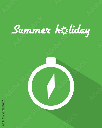 Flat summer poster with compass