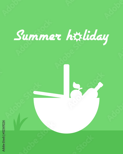 Flat summer poster with picnic basket