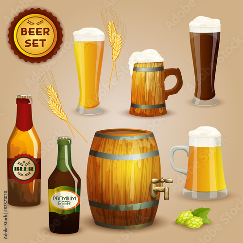 Beer icons composition set poster
