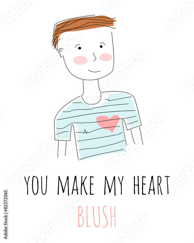 Cartoon boy confessing love