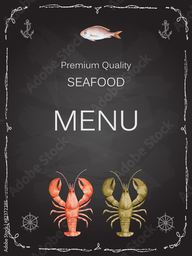 Watercolor set of seafood