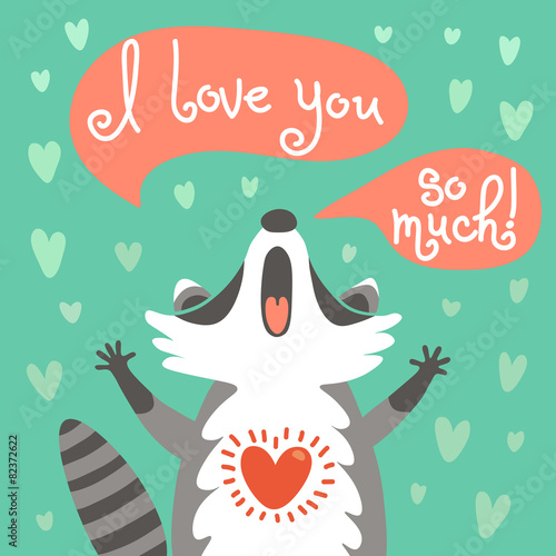 Cute raccoon confesses his love.