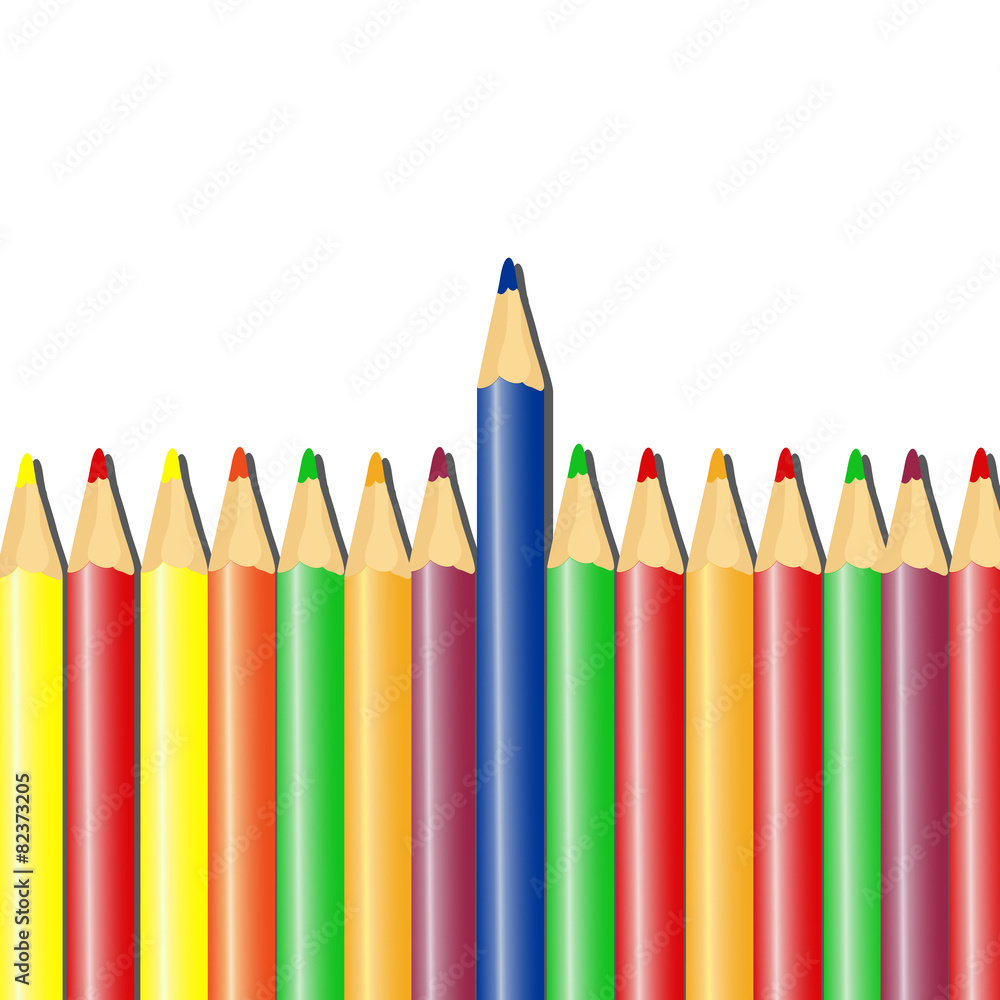 Color pencils in arrange in rowon white background Color pencils in arrange in rowon white background