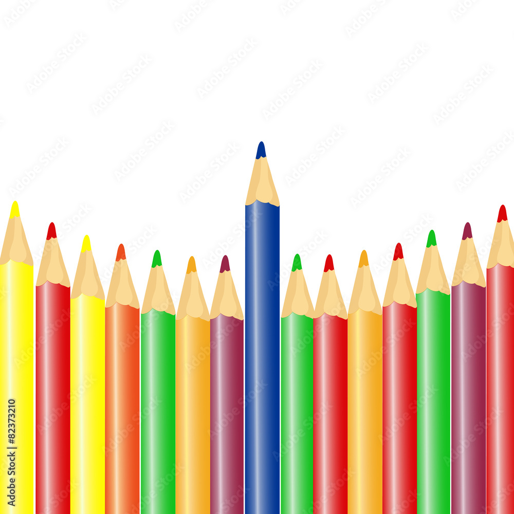 Color pencils in arrange in rowon white background Color pencils in arrange in rowon white background
