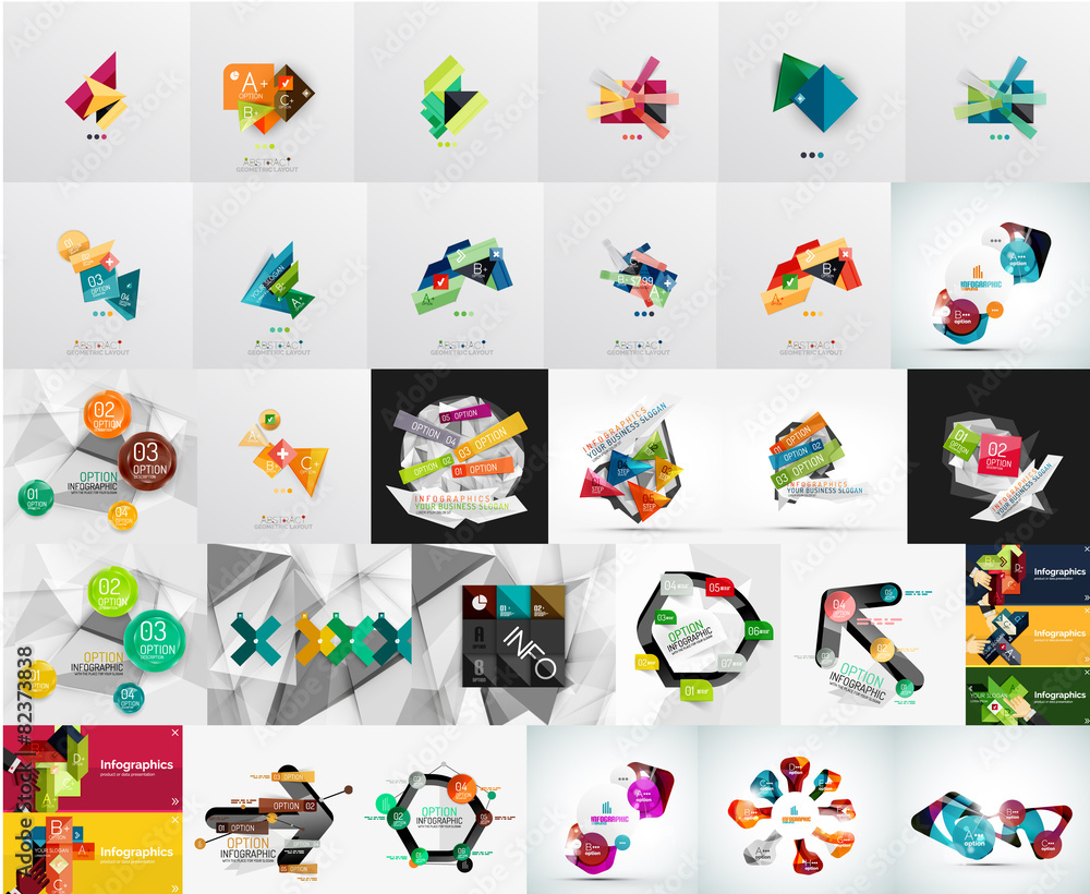 Mega set of abstract geometric web banner decorations
