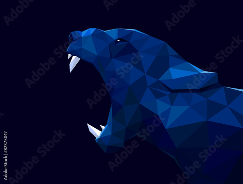 Lioness, lion low poly design. Panther, cheetah polygon vector