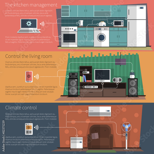 Internet things flat banners set